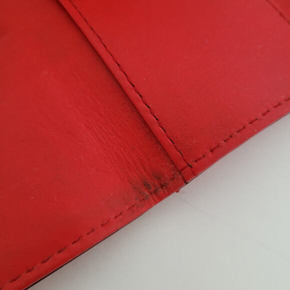 Marc Jacobs Key Case 6 Key Hooks Wallet Trifold Red Leather Designer Charm Logo - Picture 4 of 11